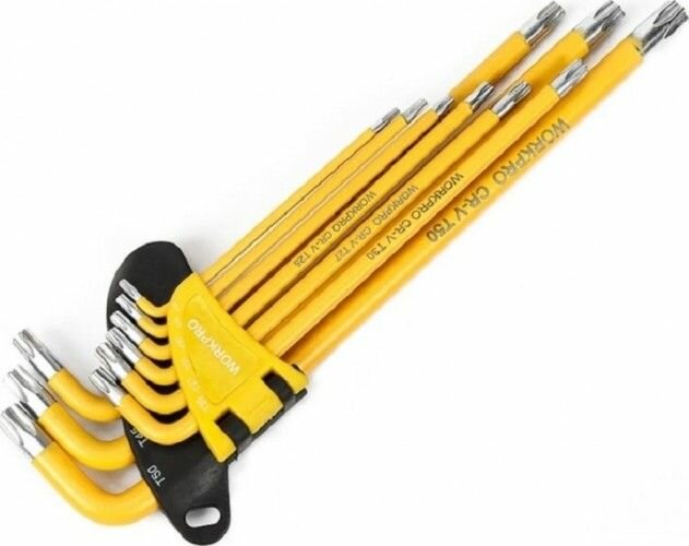 WORKPRO Набор Г-образных ключей TORX длинные 9шт в держателе WP222008 — фото 1