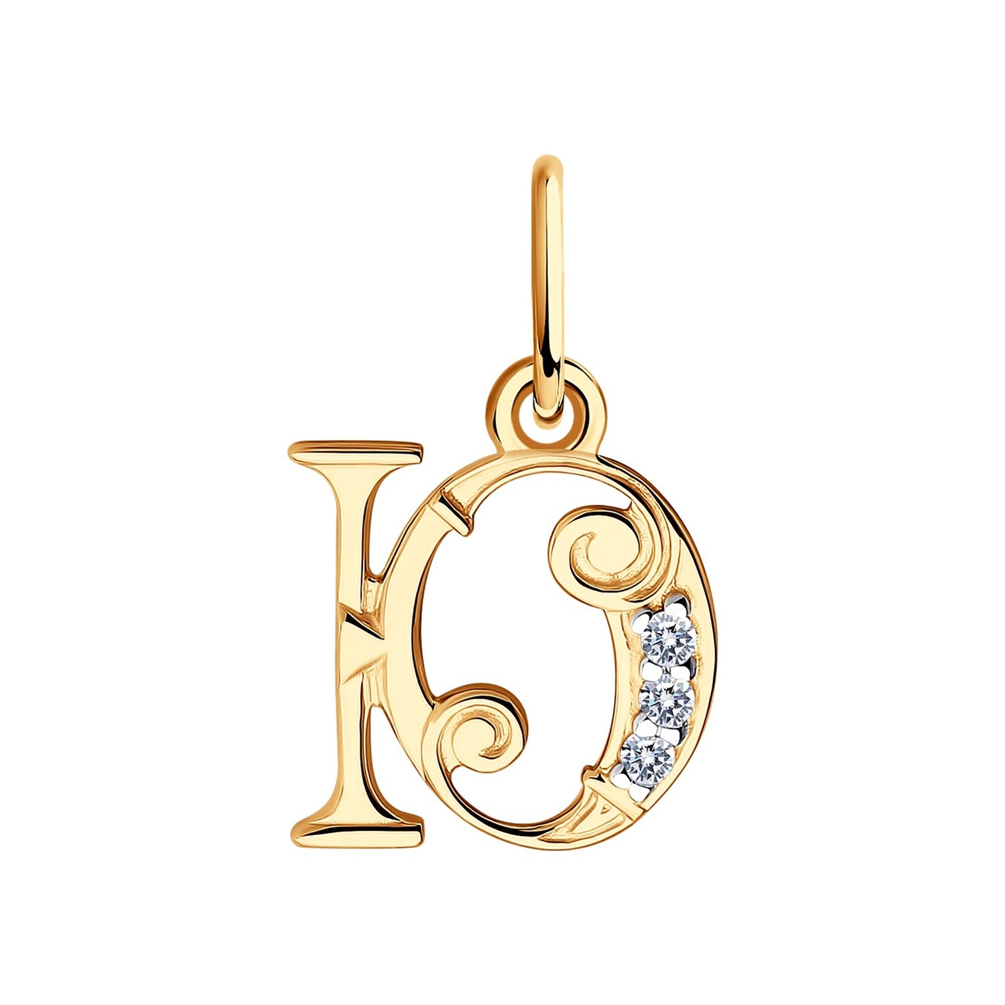 Подвеска Diamant online, красное золото, 585 проба, фианит