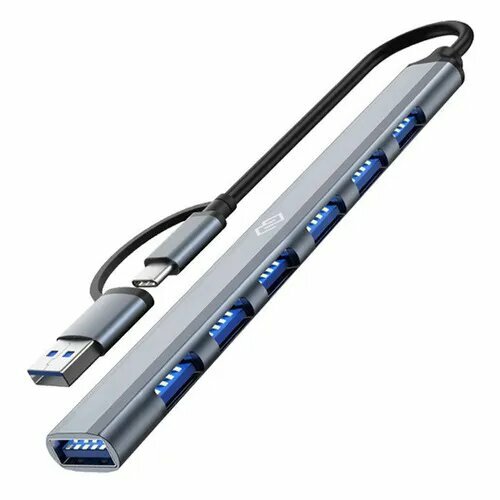 Хаб разветвитель Digma DHUB-7USB-AC-20 черный 1571₽