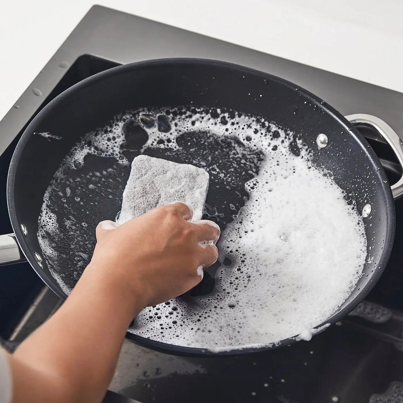 Губки для мытья посуды IKEA - SVAMPIG(свампиг), 11х7 см, цвет серый/зеленый, 3 шт в наборе — фото 1