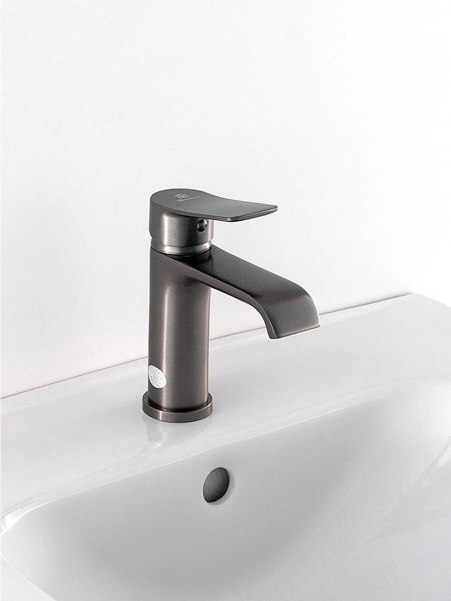 Смеситель Diadonna, для раковины, с керамическим картриджем, латунь, однорычажный, серый графит — фото 1