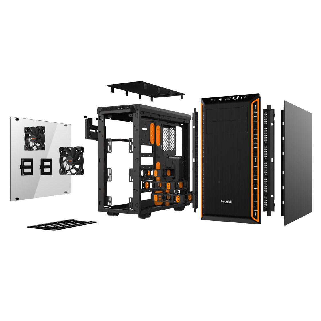 Корпус ATX Be quiet! BGW20 / ATX / 2x5.25, 3x3.5, 8x2.5 /с окном /черный с оранжевым - фото №8