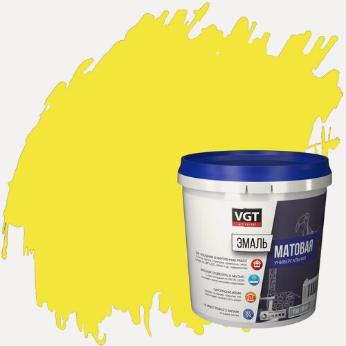 Изображение товара Эмаль универсальная матовая ВД-АК-1179 VGT (1кг) желтый RAL 1018