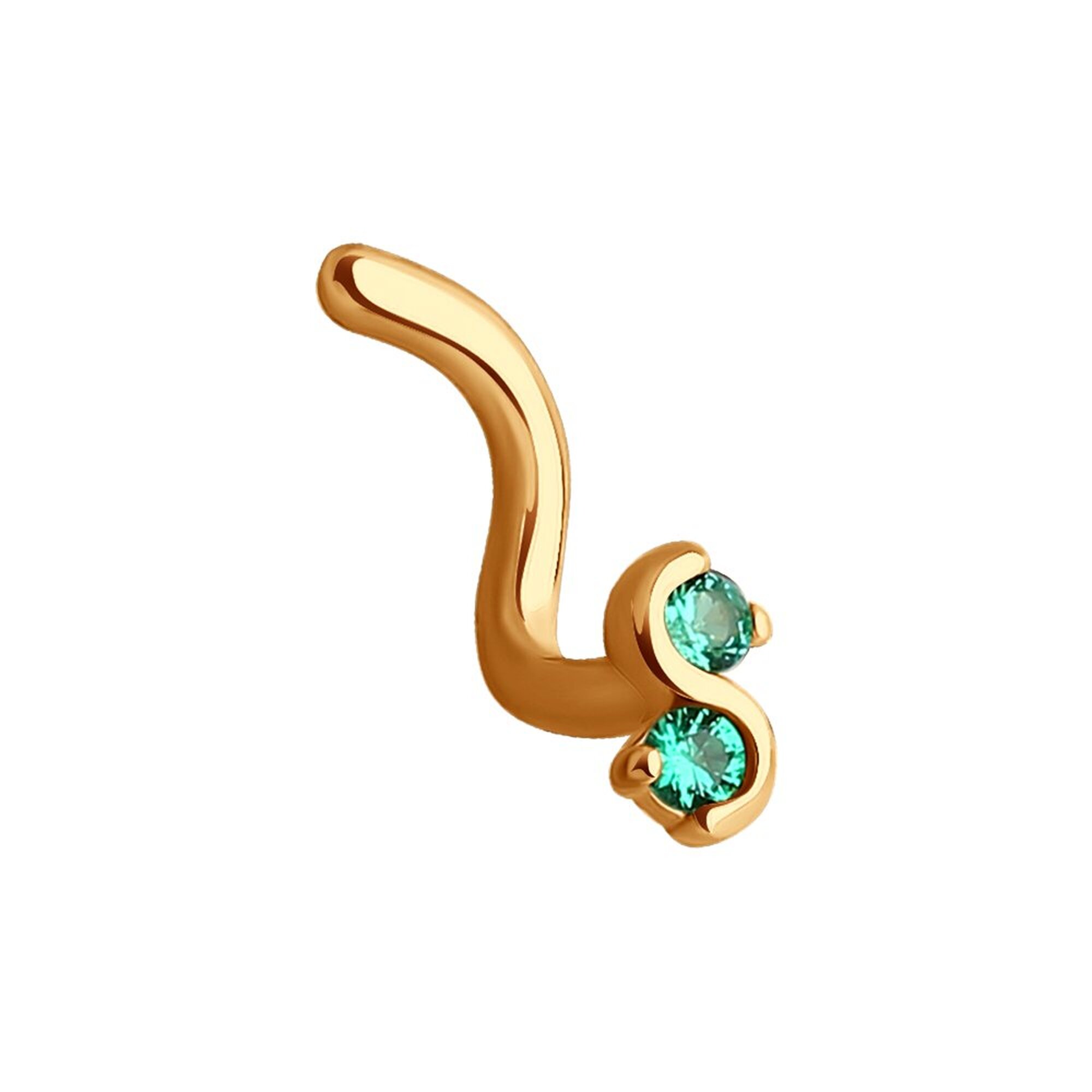 Пирсинг в нос, красное золото, 585 проба, фианит