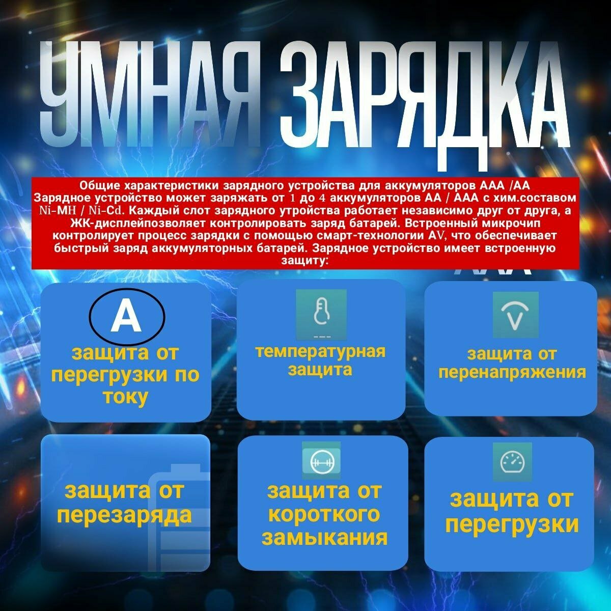 Автоматическое зарядное устройство AA AAA Зарядное устройство для Ni-MH аккумуляторов — фото 1