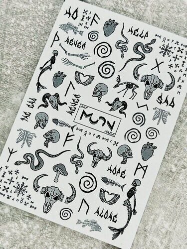 Изображение товара Наклейки для ногтей. Слайдеры для ногтей на водной основе, на любой фон, черно-белый дизайн, 10 см x 7 см