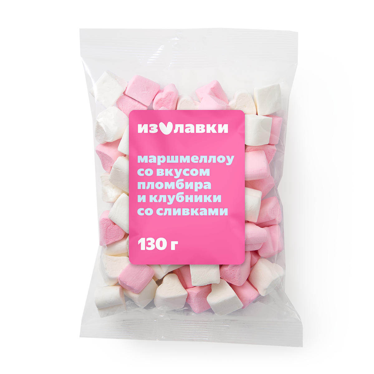 Маршмеллоу «Из Лавки» Сердечки со вкусом пломбира и клубники со сливками