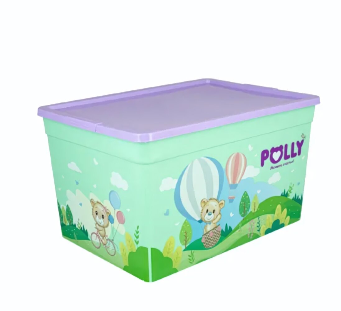 Контейнер для хранения игрушек с крышкой «POLLY» 10л 14х28х28см светло-зелёный
