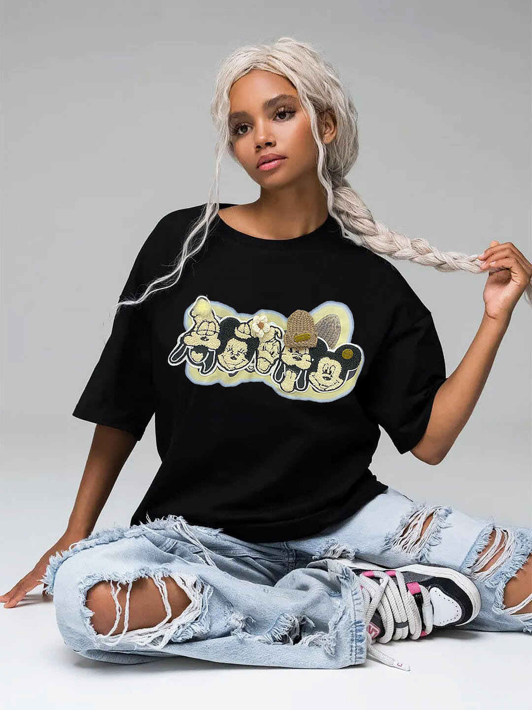 Футболка Футболка оверсайз, 1 шт., размер Oversize, черный