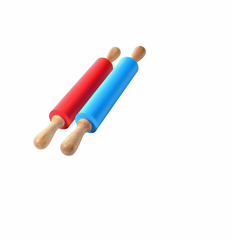 Скалка силикон деревянные ручки 43,5 х 5,2 см