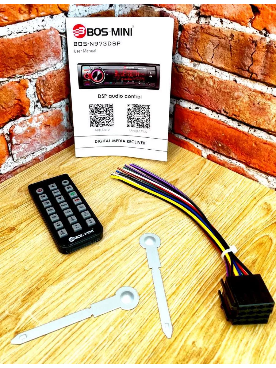 Магнитола Bos-mini N971, 1DIN, Bluetooth, AUX, USB, Type-C, подсветка клавиш — фото 1