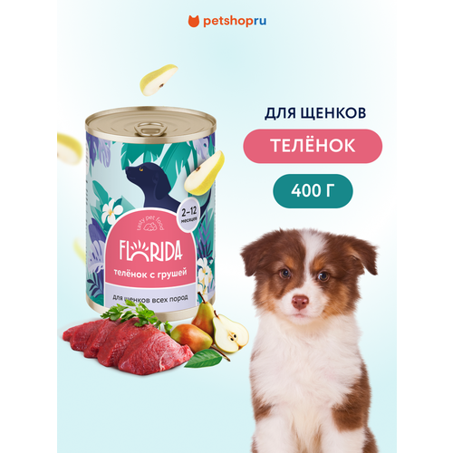 FLORIDA Консервы для щенков "Телёнок с грушей", 400 г