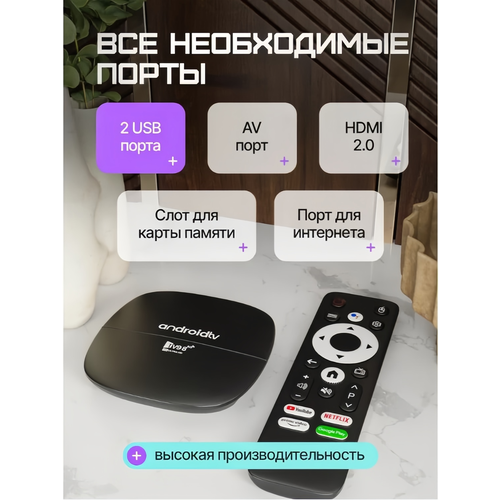 Смарт ТВ-приставка STV3-8 для цифрового ТВ на Android с Wi-Fi и Bluetooth черная 3520₽