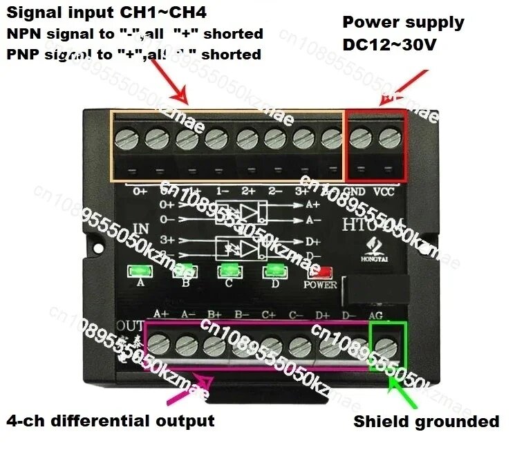 Модуль PLCOME преобразователь импульсного сигнала в RS422, TTL DIFF 3-8V input, 5V Differential Out