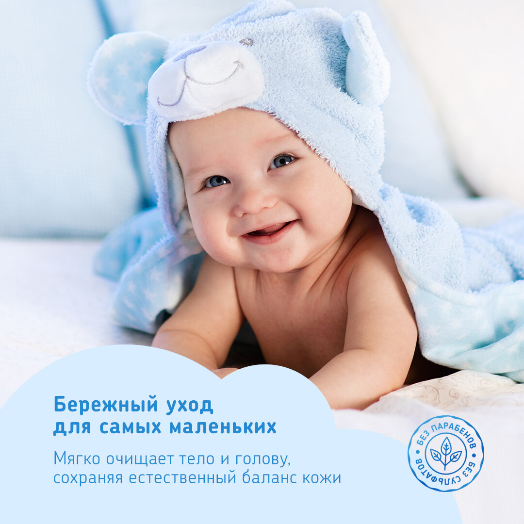 Детский шампунь Кря-Кря для самых маленьких 0+ с витамином F, гипоаллергенный, 200мл — фото 1