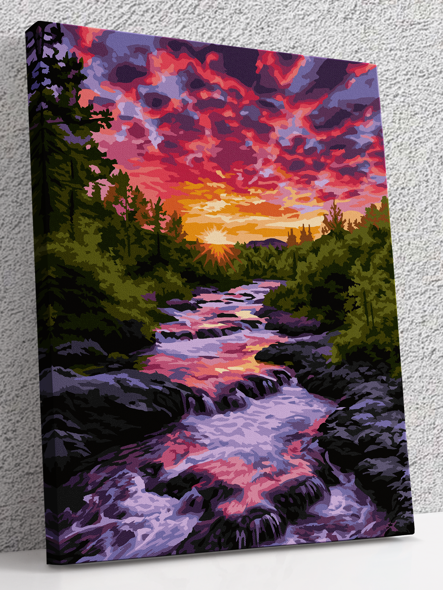 Картина по номерам на холсте с подрамником «Ручей» 40х50 природа и ручей