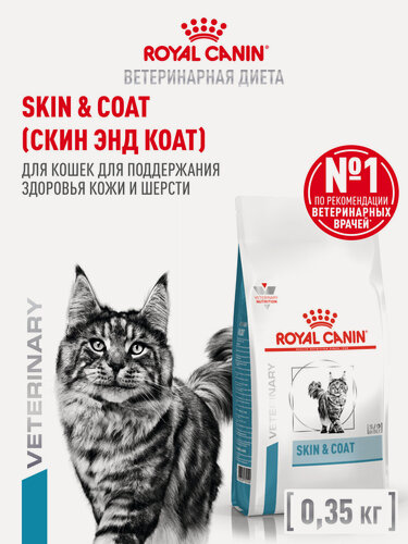 Изображение товара Сухой корм для кошек Royal Canin Skin & Coat ветеринарный, для здоровья шерсти и кожи, 350 г