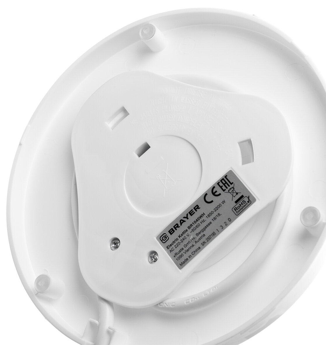 Чайник BRAYER 2л. 2200Вт, пластик/стекло, серебристый (1040BR-WH) - фото №10