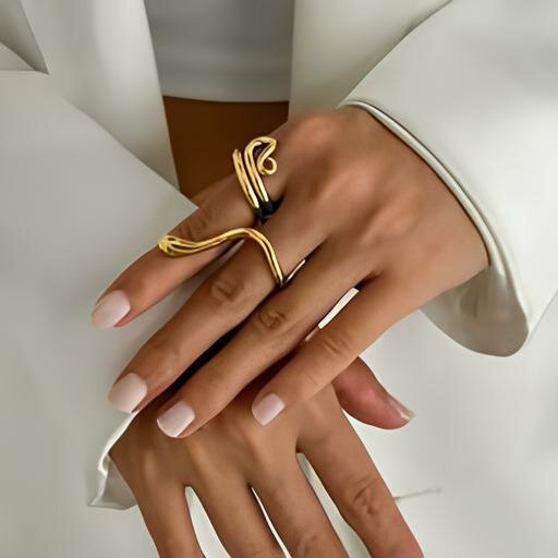 Кольцо на два пальца, безразмерное, gold — фото 1