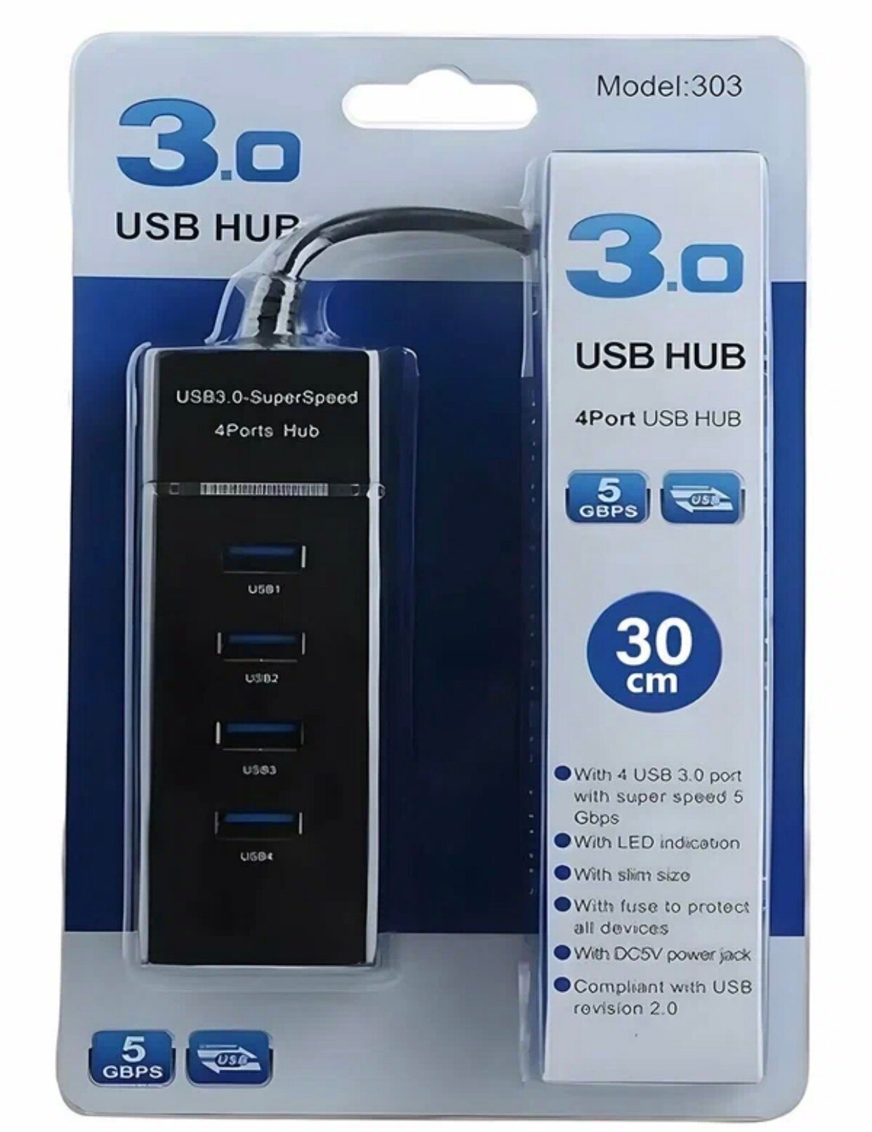 Слот USB, 4 разъема, с кабелем, для ноутбука, ПК, телевизора — фото 1