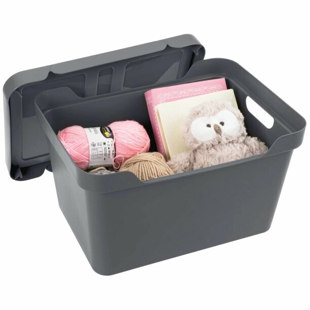 Ящик БытПласт  LUXE   универсальный  с крышкой  38 х 27 5 х 22 см  18 литров  серый