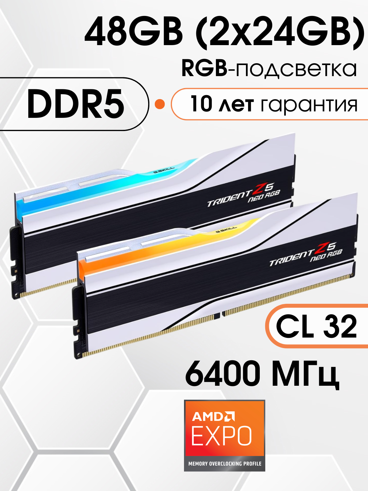 Оперативная память DDR5 G.Skill Trident Z5 Neo RGB 64 ГБ (AMD Expo