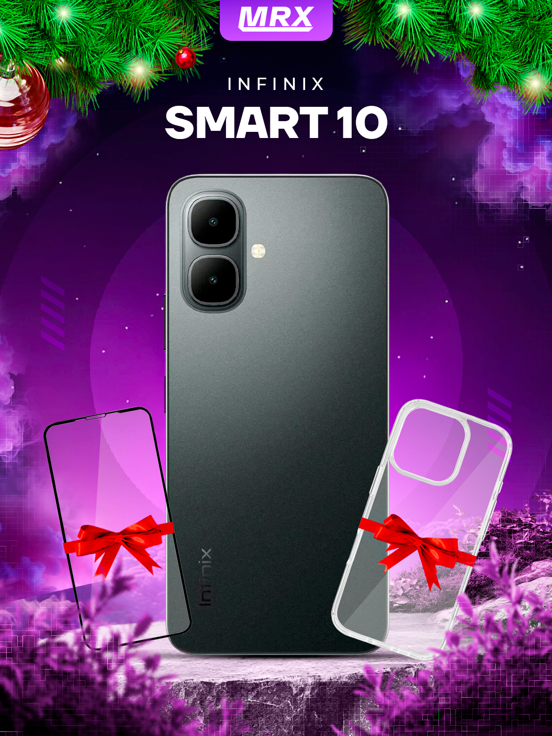 Смартфон Infinix Smart 10, Silver, 4/128 GB, диагональ 6.7", 120 Hz, black