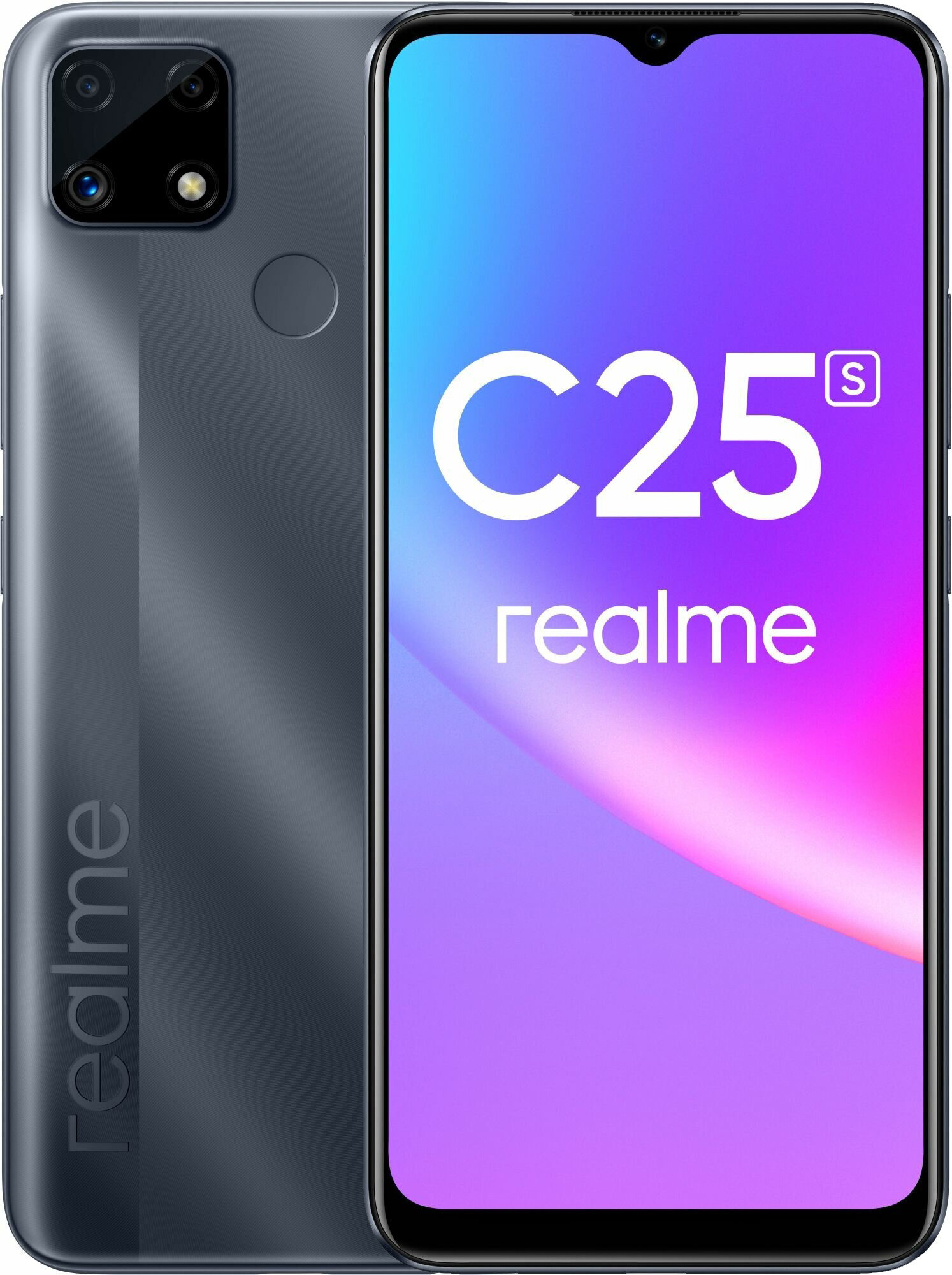 Смартфон Realme C25S, 6.5", LCD, 2 sim, 4 Гб, 128 Гб, 48 Мп, 8 Мп, 6000 мАч, NFC, серый