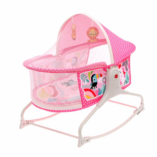 Музыкальная люлька для новорожденных, цвет розовый dolu игровой набор люлька dl 6049 розовый