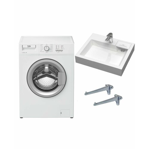 Стиральная машина Beko WRS 54P1 BSW и раковина над стиральной машиной Энигма 55 3525000₽