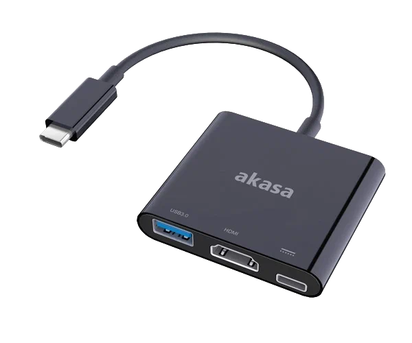 Адаптер AKASA c USB Type-C на HDMI, USB 3.0 и Type-C AK-CBCA01-15BK