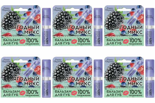 Funny Organix Бальзам для губ 100 % Moisture, 3,5 г, 6 шт