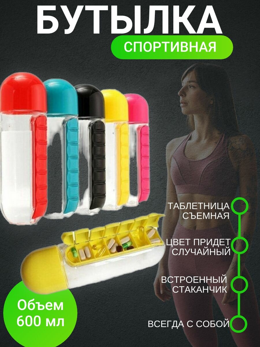 Бутылка спортивная с таблетницей