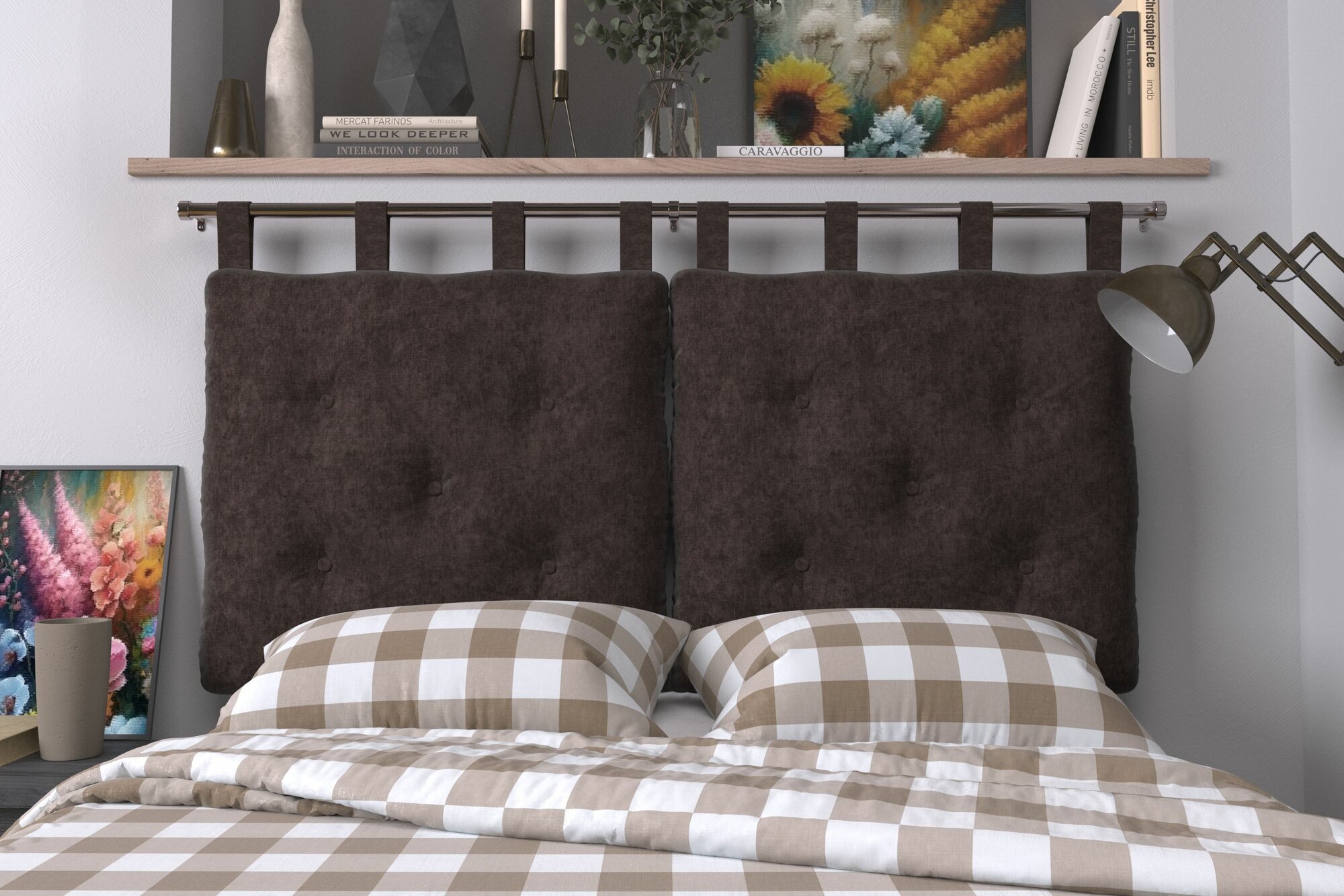 Набивное изголовье-подушка для кровати Mr. Mattress Soft S 200x70 Mokko без крепления