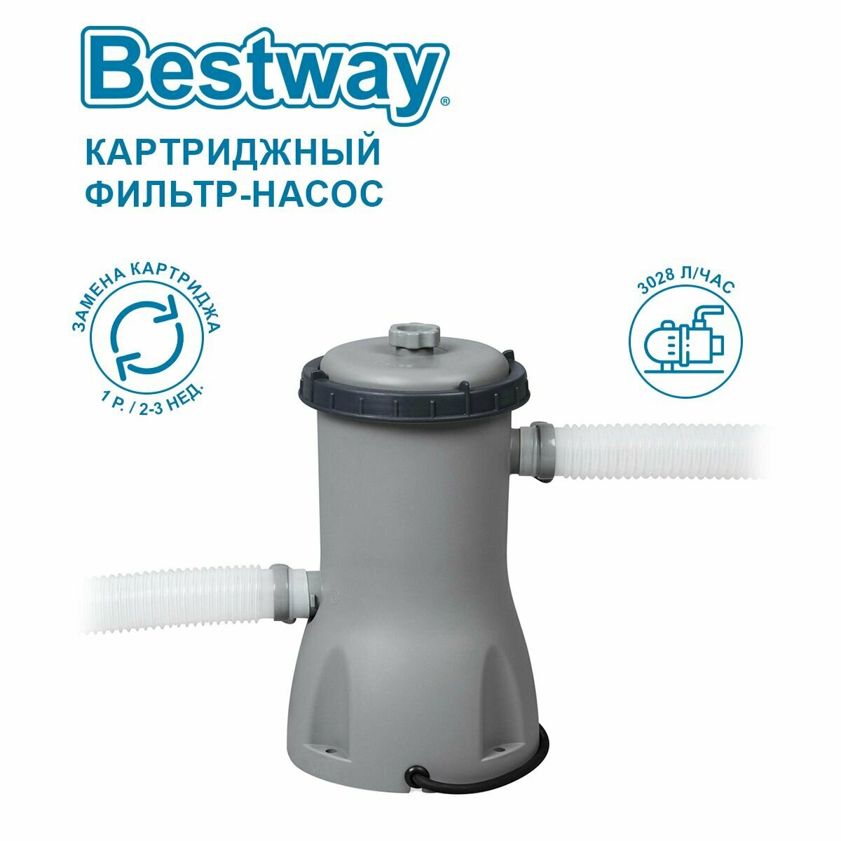 Картриджный фильтр-насос Bestway 3028л/ч, картридж II, для бассейнов от 427 до 457 см 58386