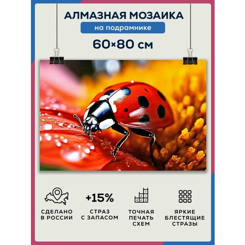 Алмазная мозаика 60x80 Божья коровка на подрамнике алмазная мозаика 30x40 божья коровка на подрамнике