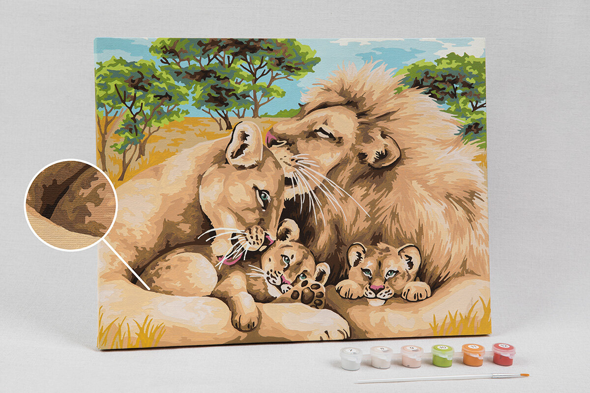Картина по номерам с холстом на подрамнике "фрея" 40 x 30 см "Семья львов" PNB/PM-140