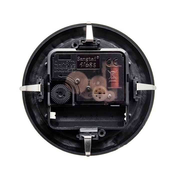 Часы-вставка КНР Кварцевые, диаметр 9,5 см, 1 батарейка АА, дискретный ход, черно-золотистые