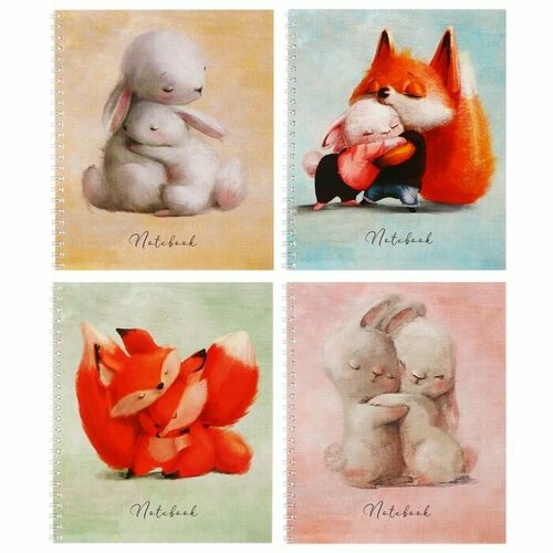 Тетрадь 48 листов в клетку на гребне Обнимашки обложка мелованный картон лам SoftTouch блок офсет 4В 481₽