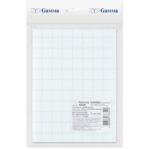 Канва GAMMA Aida14 фасовка 92хлопок8терилен белый в клетку 3040см 1шт 292₽