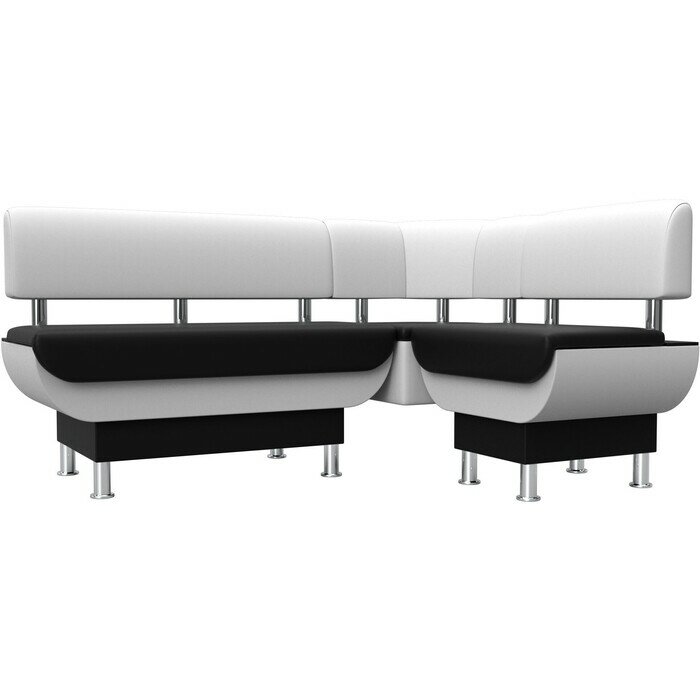 фото Кухонный угловой диван АртМебель Альфа эко кожа черный белый правый угол