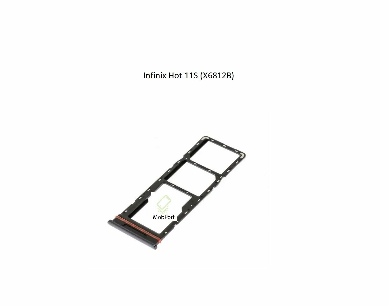 Держатель SIM для Infinix Hot 11S (X6812B), Черный (Сим Лоток)