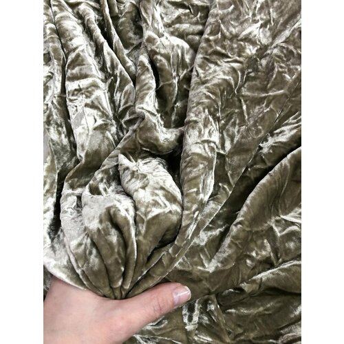 Ткань Бархат шёлковый светло-оливковый Италия