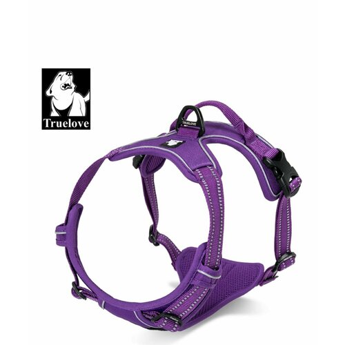 Шлейка для собак крупных пород из нейлона со светоотражающими вставками Truelove XL обхват груди 81-107 см вес животного 30-50 кг фиолетовый 1490₽