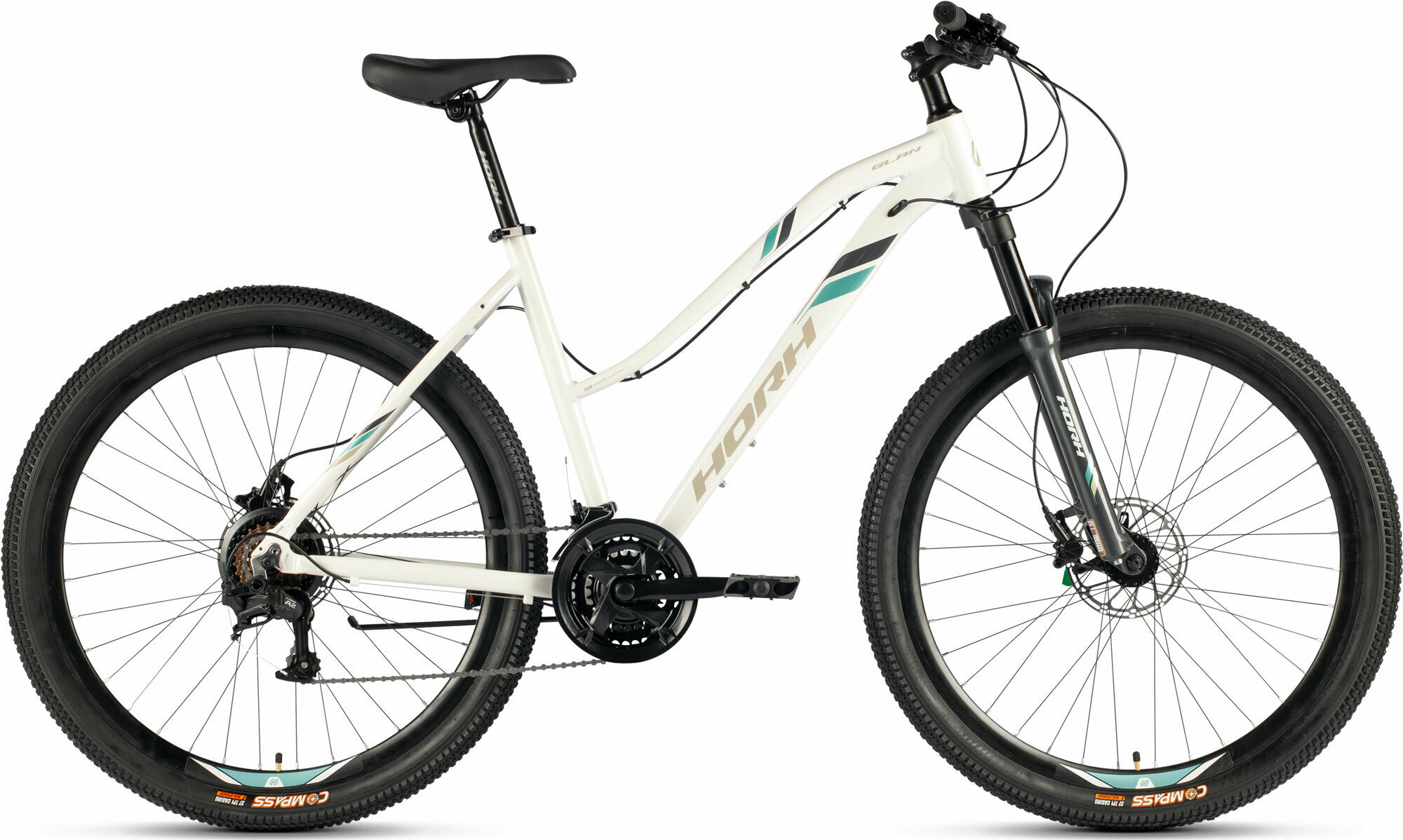 Велосипед горный HORH GLAN 27,5" (2023), хардтейл, цвет White-Grey-Black, размер рамы 19", для роста 180-190 см