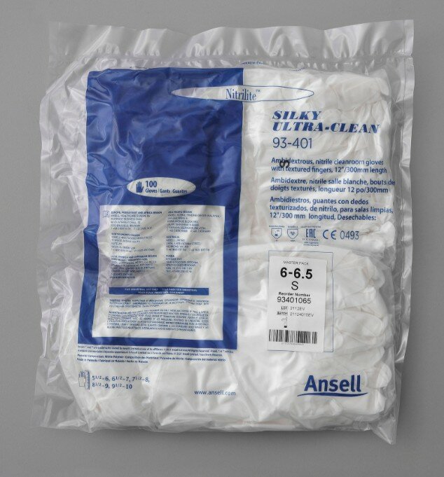 Перчатки нитриловые удлиненные 300 мм Ansell Nitrilite 93-401, цвет: белый, размер: S (6.0-6.5), 100 шт. (50 пар)