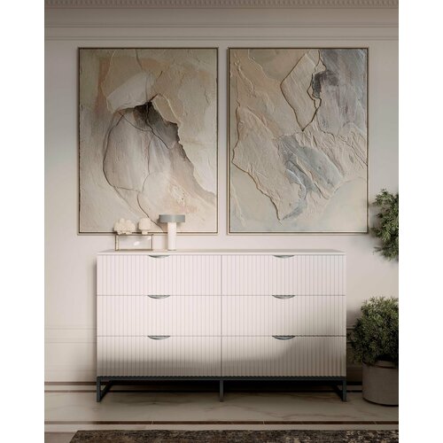 Комод Белый MaxForm, Комод на ножках хромированных 150*40*90