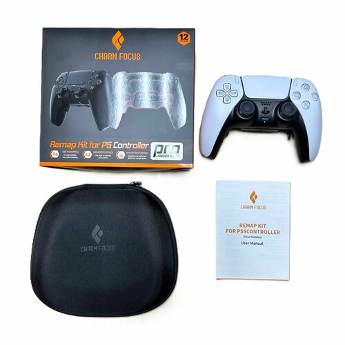 Геймпад Dualshock 5 Sony Playstation 5 PS5 white белый с установленными дополнительными кнопками лепестками Charm Focus Remap Kit 14990₽