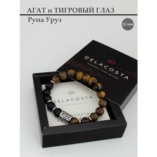 Браслет DELACOSTA тигровый глаз агат размер 21 см коричневыйчерный 1390₽
