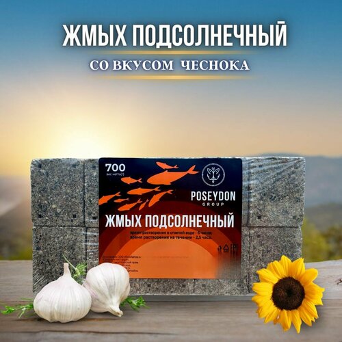 Жмых рыболовный подсолнечный / прикормка рыболовная / макуха для рыбалки POSEYDON Чеснок 20 штук 700 грамм